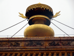 Bronze vase on the roof of the Hall of Imperial Peace at the Imperial Garden of the Forbidden City