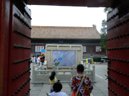 Entrance to the `We All Live in the Forbidden City` exhibition at the Palace of Great Benevolence at the Forbidden City