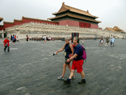 Our friends at the back side of the Hall of Preserving Harmony at the Forbidden City with the Dragon Pavement