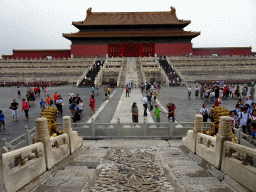 The back side of the Hall of Preserving Harmony at the Forbidden City with the Dragon Pavement, viewed from the Gate of Heavenly Purity