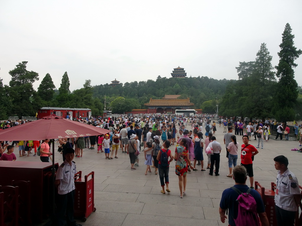 Jingshan Front Street and Jingshan Park with the Jifang Pavilion and the Wanchun Pavilion, viewed from the back side of the Forbidden City