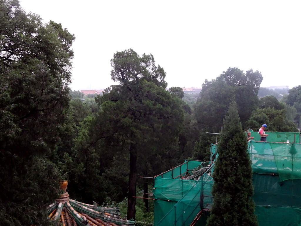 View towards the Forbidden City from the Zheng Jue Hall at the Jade Flower Island at Beihai Park