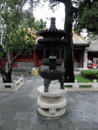 Incense burner in front of the Pu`an Hall at the Jade Flower Island at Beihai Park