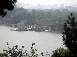 Docks at the northeast side of the Beihai Sea at Beihai Park, viewed from the path from the White Pagoda to the Doushan Bridge