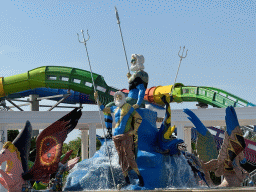 Top of the fountain at the central square of the Aqua Land area of the Land of Legends theme park