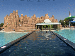 The Infinity Pool, the Activity Pool and the La Plancha Bar at the Aqua Land area of the Land of Legends theme park