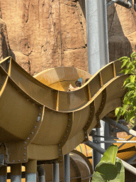 People in a tube halfway the Tower Falls attraction at the Aqua Land area of the Land of Legends theme park