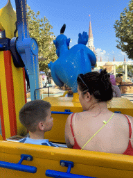 Miaomiao and Max at the Flying Carpet attraction at the Adventure Land area of the Land of Legends theme park