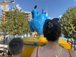 Miaomiao and Max at the Flying Carpet attraction at the Adventure Land area of the Land of Legends theme park