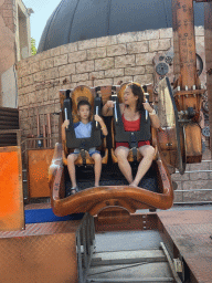 Miaomiao and Max at the Uptown Loop attraction at the Adventure Land area of the Land of Legends theme park