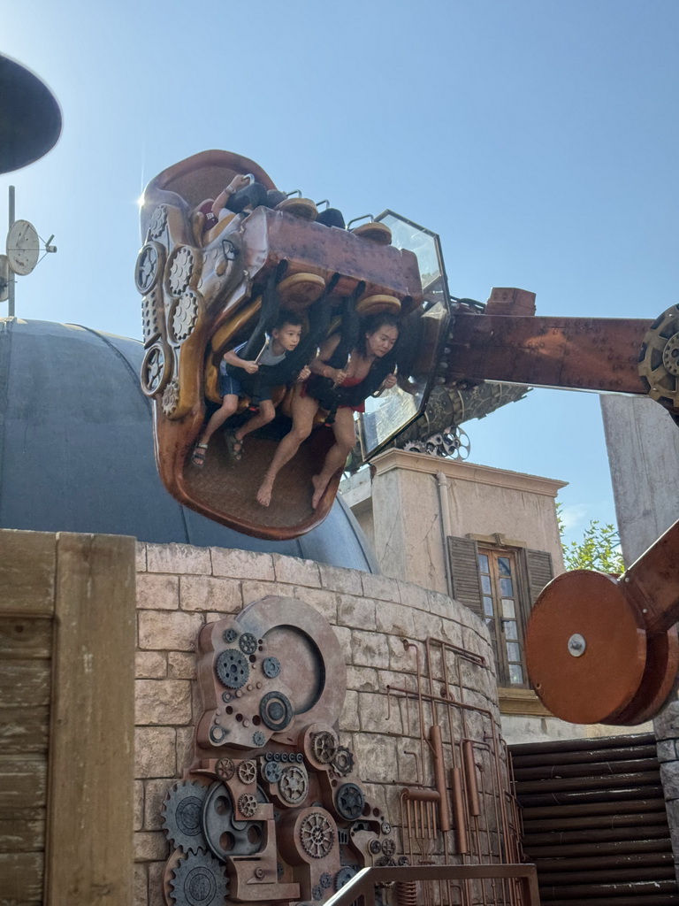 Miaomiao and Max at the Uptown Loop attraction at the Adventure Land area of the Land of Legends theme park