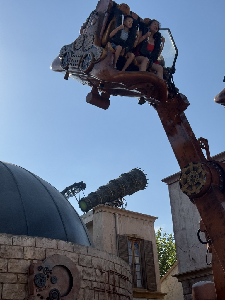 Miaomiao and Max at the Uptown Loop attraction at the Adventure Land area of the Land of Legends theme park