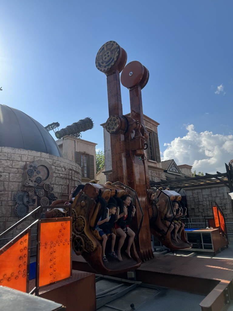 Miaomiao and Max at the Uptown Loop attraction at the Adventure Land area of the Land of Legends theme park