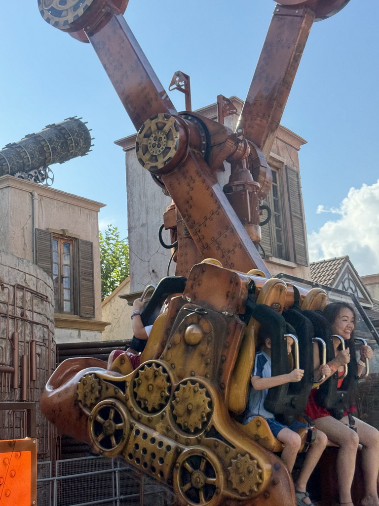 Miaomiao and Max at the Uptown Loop attraction at the Adventure Land area of the Land of Legends theme park