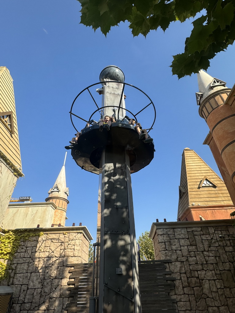 Max at the Twister attraction at the Adventure Land area of the Land of Legends theme park