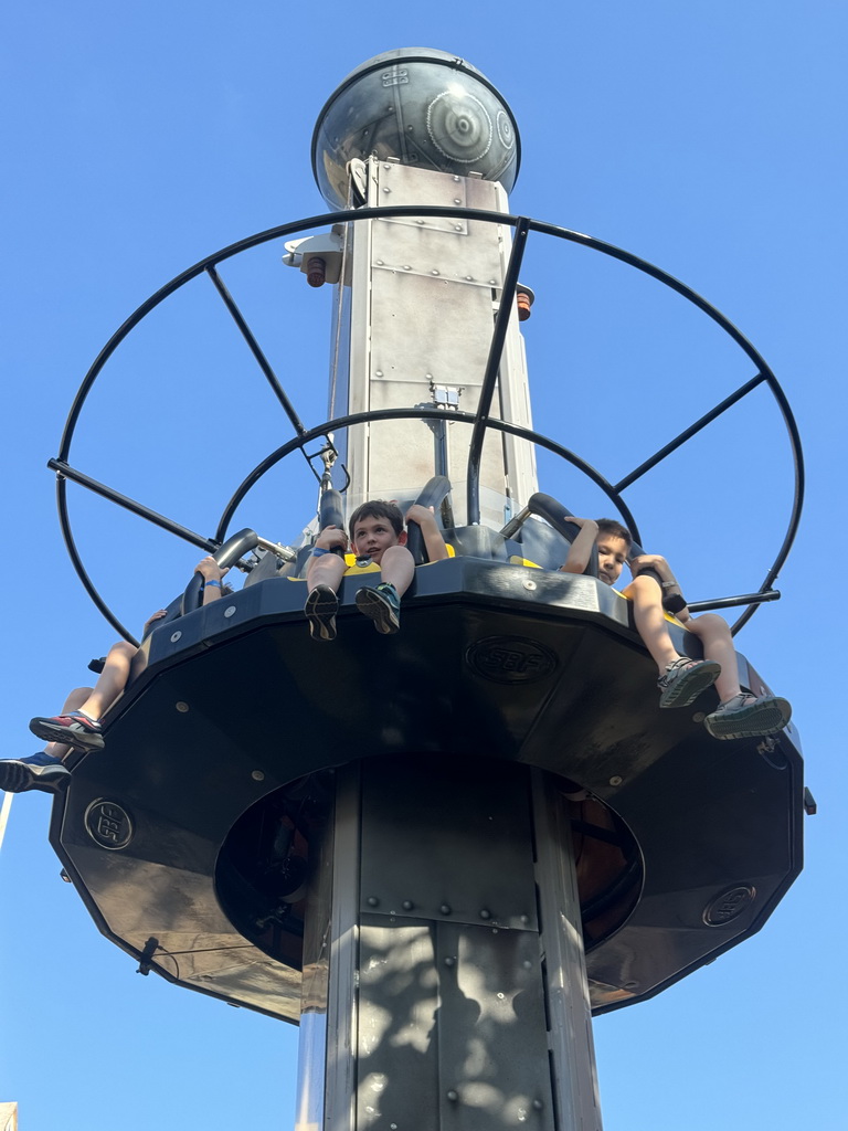 Max at the Twister attraction at the Adventure Land area of the Land of Legends theme park