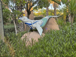 Seal statue at the Aqua Land area of the Land of Legends theme park