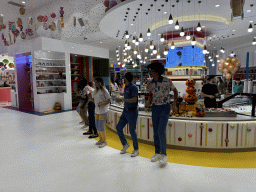 Dancing employees at the Candy Candy store at the Shopping Avenue area of the Land of Legends theme park
