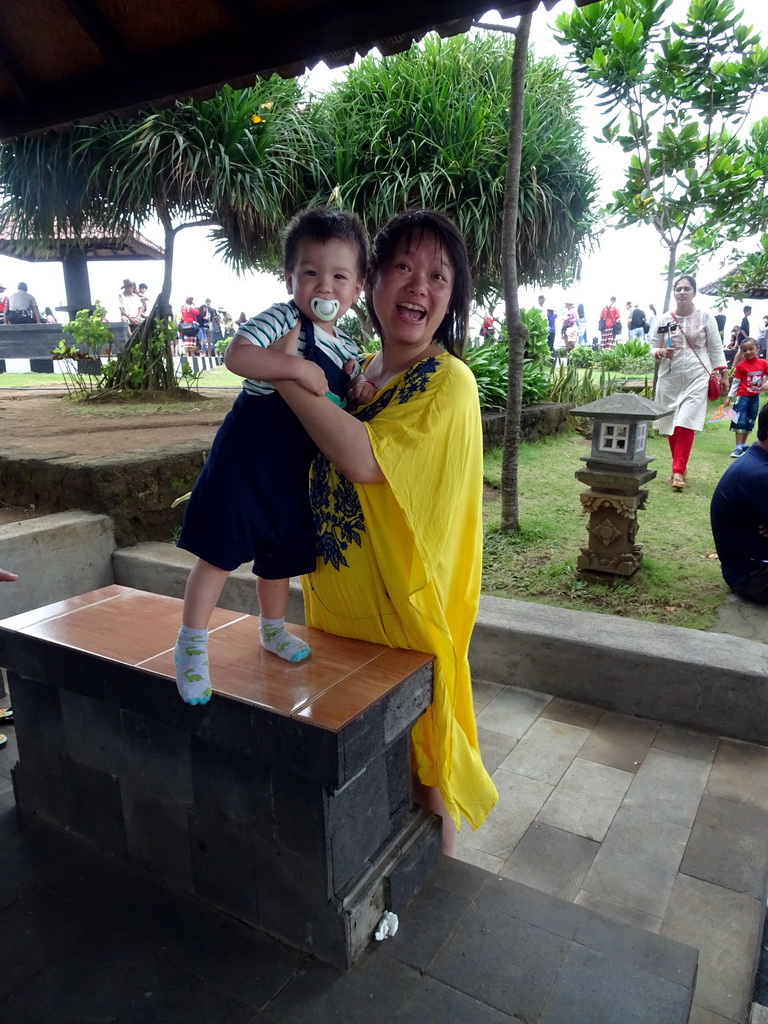 Miaomiao and Max in the gardens of the Pura Tanah Lot temple complex