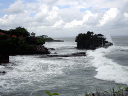 The Pura Luhur Penataran temple and the Pura Tanah Lot temple, viewed from the gardens of the Pura Tanah Lot temple complex