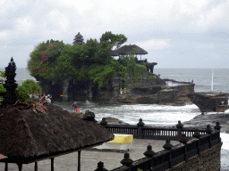The Pura Tanah Lot temple and a small temple at the Pura Tanah Lot temple complex, viewed from the gardens of the Pura Tanah Lot temple complex