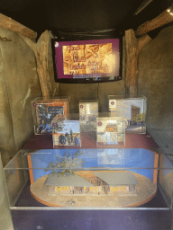 Information on African buildings in a house at the Mali village at the Museumpark of the Africa Museum
