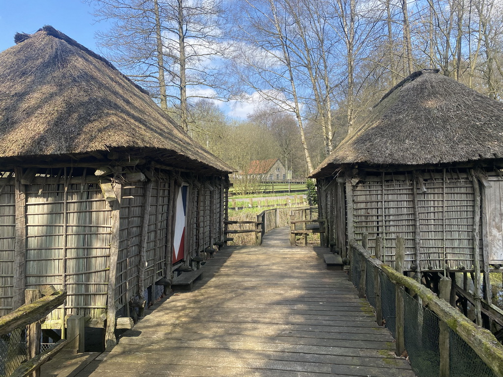 Houses at the Benin village at the Museumpark of the Africa Museum