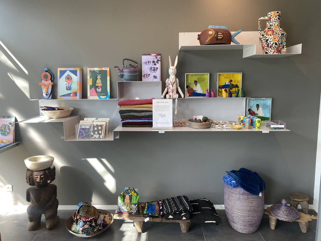 Books, pottery, clothes and other items at the souvenir shop of the Africa Museum