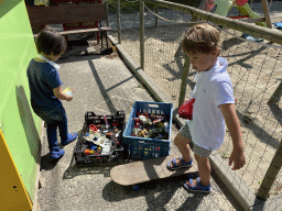 Max and his friend at the playground at the FrankenFruit fruit farm