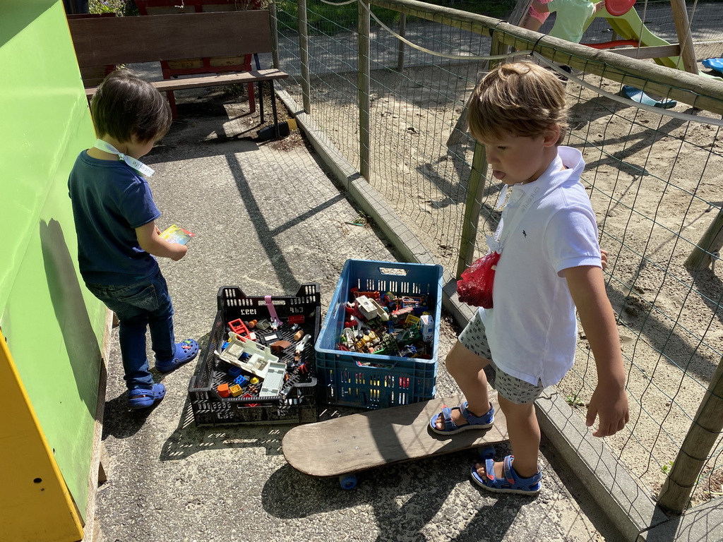 Max and his friend at the playground at the FrankenFruit fruit farm