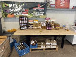 Bottles with jam and juice at the main building of the FrankenFruit fruit farm