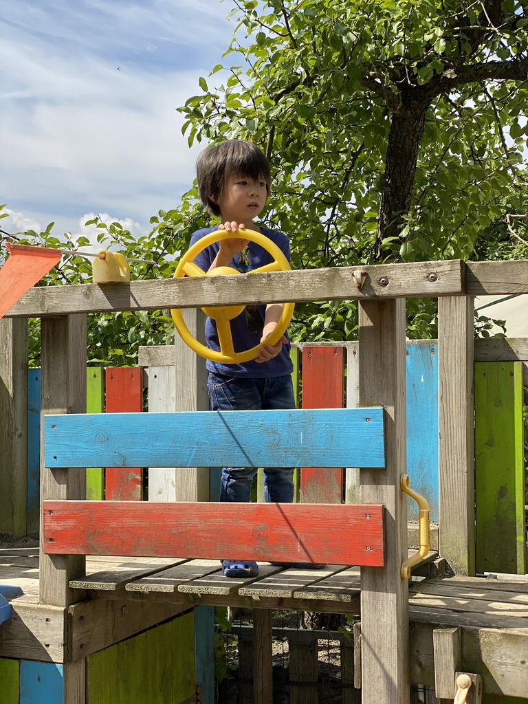 Max at the playground at the FrankenFruit fruit farm