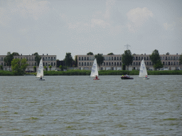 Boats at the Binnenschelde lake, viewed from the beach