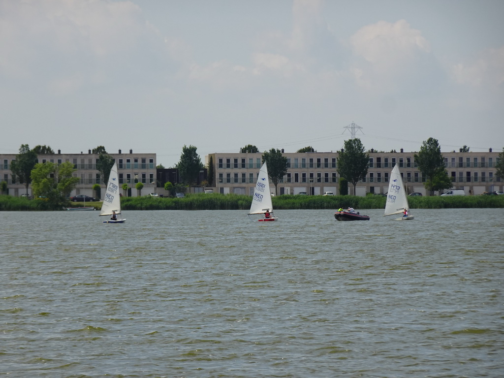 Boats at the Binnenschelde lake, viewed from the beach