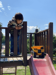 Max at the playground at the FrankenFruit fruit farm