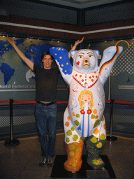 Tim with a United Buddy Bear statue at the Fernsehturm tower
