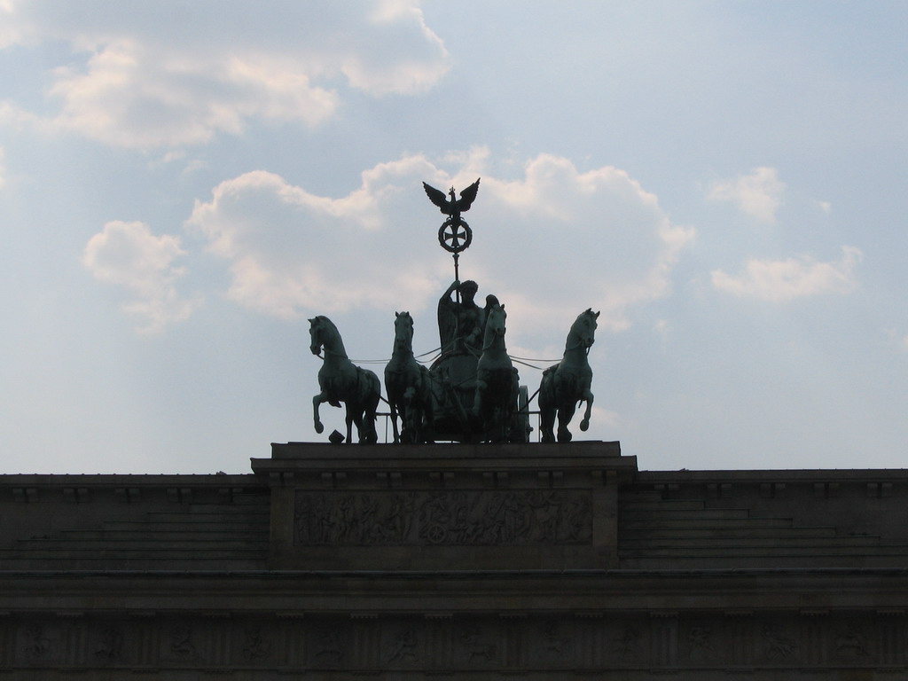 The Quadriga statue on top of the Brandenburger Tor gate