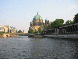 Friedrichs Bridge over the Spree river and the Berlin Cathedral, viewed from the James-Simon Park