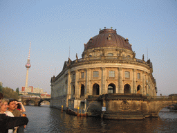 The Bode Museum, the Spree river and the Fernsehturm tower, viewed from the tour boat