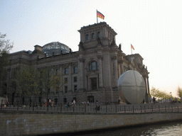 The northeast side of the Reichstag building, viewed from the tour boat on the Spree river