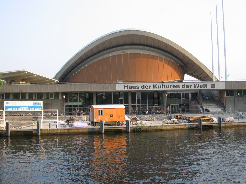 The front of the Haus der Kulturen der Welt museum, viewed from the tour boat on the Spree river