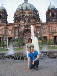 Tim and Miaomiao in front of the Lustgarten park and the Berlin Cathedral