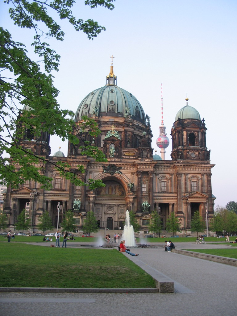 The Lustgarten park, the Berlin Cathedral and the Fernsehturm tower
