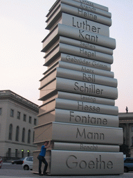 Tim with the Stack of Books sculpture at the Bebelplatz square