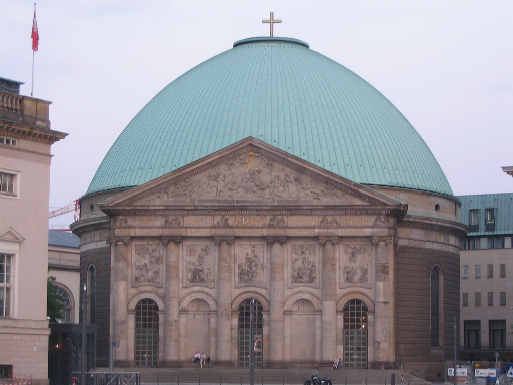 Front of St. Hedwig`s Cathedral at the Bebelplatz square