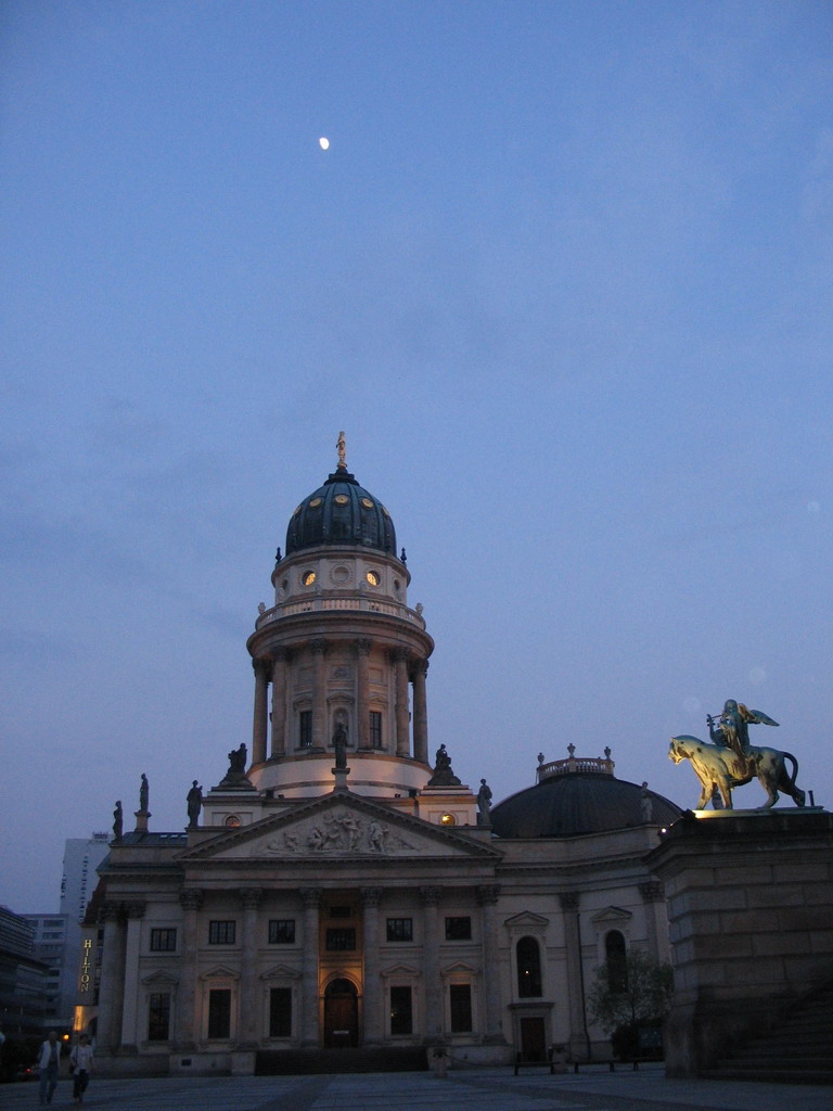North side of the Neue Kirche church at the Gendarmenmarkt square, at sunset