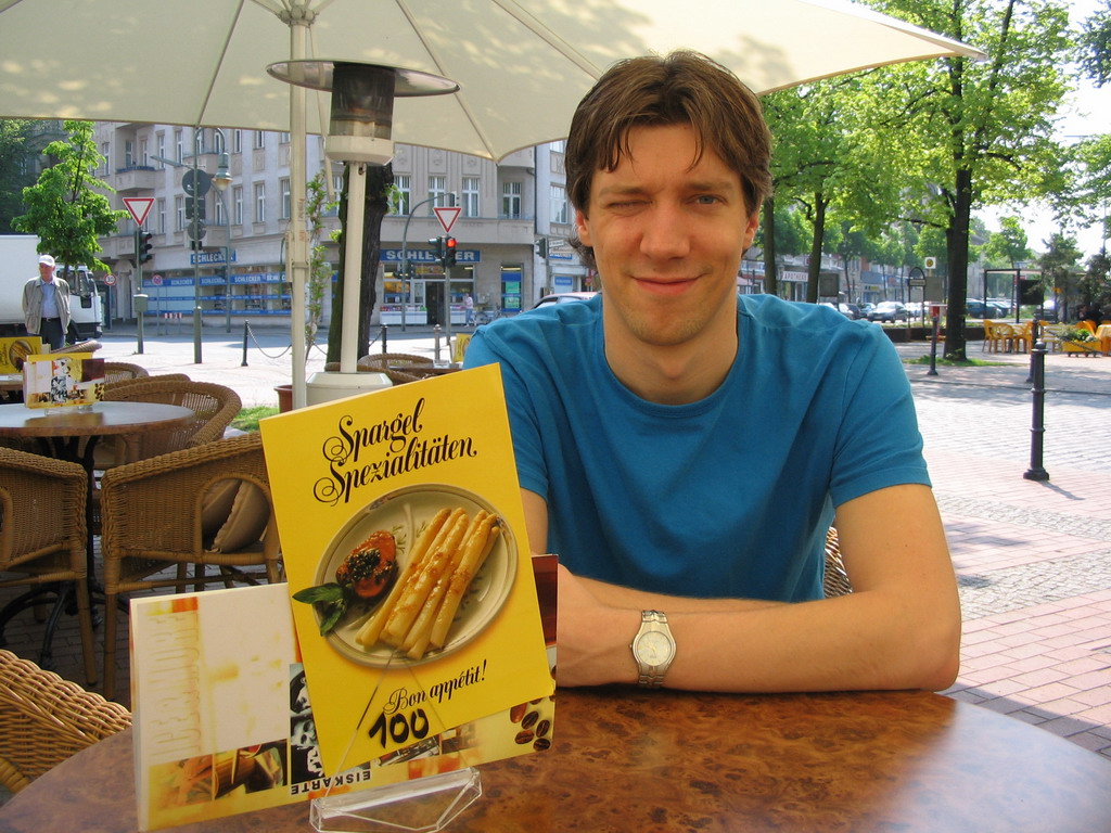 Tim on the terrace of a restaurant in the city center