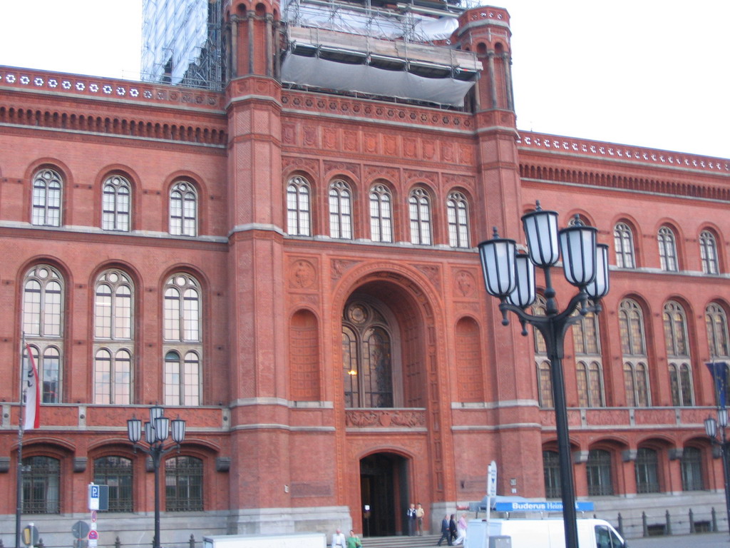 Northwest side of the Rotes Rathaus building at the Rathausstraße street