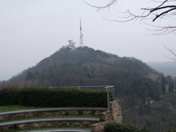 Amphitheatre at the southwest side of the La Rocca castle, with a view on a hill at the south side of the town with the Centro TX Bertinoro tower