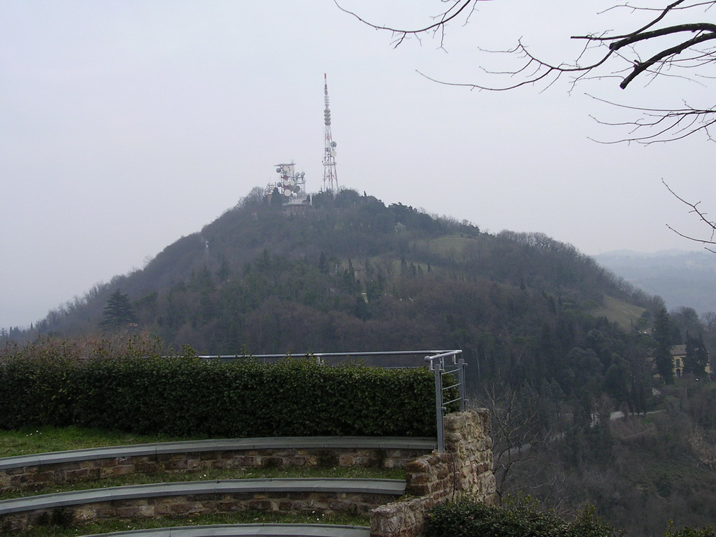 Amphitheatre at the southwest side of the La Rocca castle, with a view on a hill at the south side of the town with the Centro TX Bertinoro tower